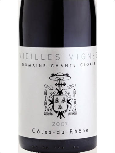 фото Domaine Chante Cigale Vieilles Vignes Cotes du Rhone AOC Домен Шант Сигаль Вьей Винь Кот дю Рон Франция вино красное