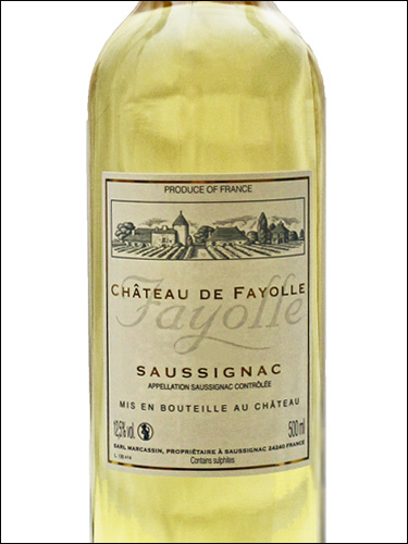 фото Chateau de Fayolle Saussignac AOC Шато де Файоль Сосиньяк Франция вино белое