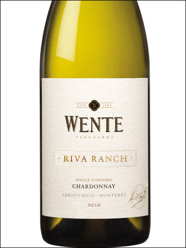 фото Wente Vineyards Riva Ranch Single Vineyard Chardonnay Венте Виньярдс Рива Ренч Сингл Виньярд Шардоне США вино белое