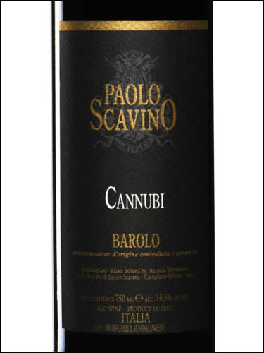фото Paolo Scavino Cannubi Barolo DOCG Паоло Скавино Каннуби Бароло ДОКГ Италия вино красное