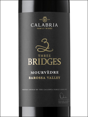 фото Calabria Family Wines Three Bridges Mourvedre Barossa Valley Калабрия Фэмили Вайнс 3 Бриджес Мурведр Долина Баросса Австралия вино красное