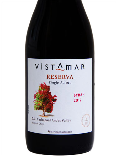 фото Vistamar Reserva Single Estate Syrah Cachapoal Andes Valley DO Вистамар Ресерва Сингл эстейт Сира Долина Качапоаль Анды Чили вино красное