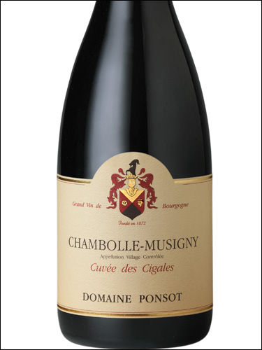 фото Domaine Ponsot Cuvee des Cigales Chambolle-Musigny AOC Домен Понсо Кюве де Сигаль Шамболь-Мюзиньи Франция вино красное