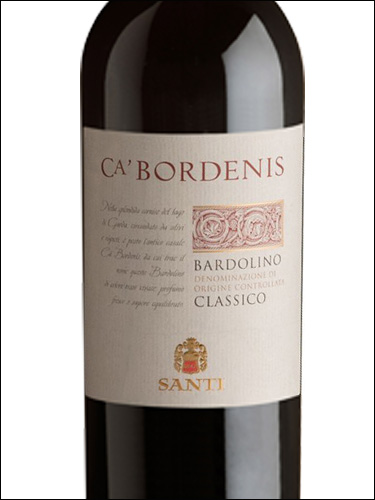 фото Santi Ca' Bordenis Bardolino Classico DOC Санти  Ка' Борденис Бардолино Классико Италия вино красное