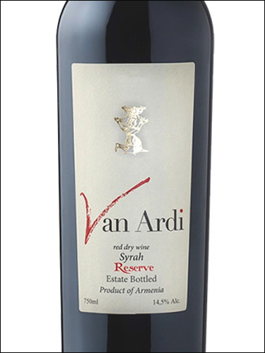 фото Van Ardi Reserve Syrah Ван Арди Резерв Сира Армения вино красное