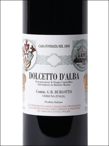 фото Comm. G.B. Burlotto Dolcetto d’Alba DOC Дж.Б. Бурлотто Дольчетто д'Альба Италия вино красное