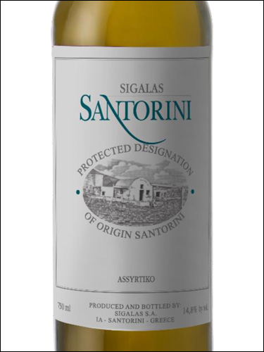 фото Sigalas Assyrtiko Santorini PDO Сигалас Асиртико Санторини Греция вино белое