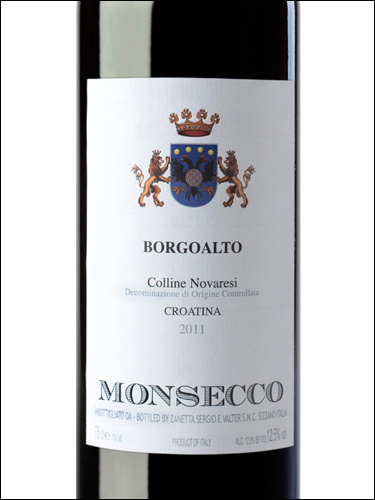 фото Monsecco Borgoalto Croatina Colline Novaresi DOC Монсекко Боргоальто Кроатина Коллине Новарези Италия вино красное