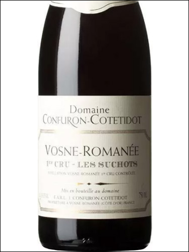 фото Domaine Confuron-Cotetidot Vosne-Romanee Premier Cru Les Suchots AOC Домен Конфюрон-Котетидо Вон-Романе Премье Крю Ле Сюшо Франция вино красное