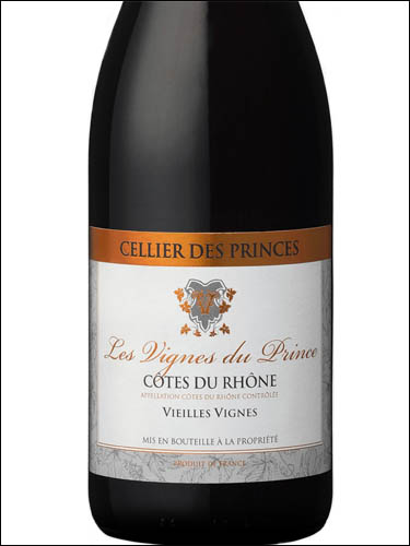 фото Les Vignes du Princes Vieilles Vignes Cotes du Rhone Rouge AOC Ле Винь дю Пранс Вьей Винь Кот дю Рон руж Франция вино красное