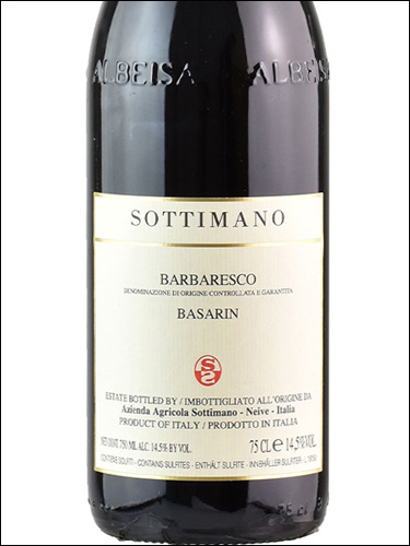 фото Sottimano Barbaresco Basarin DOCG Соттимано Барбареско Базарин Италия вино красное