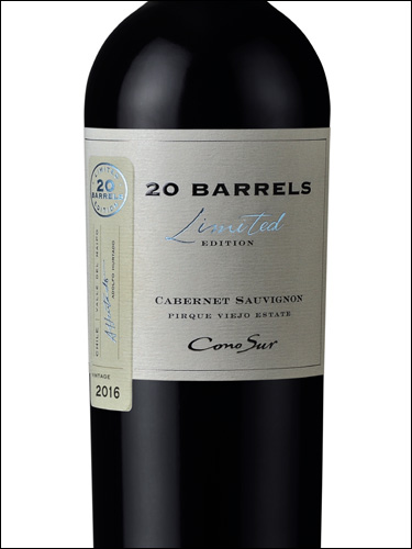 фото Cono Sur 20 Barrels Limited Edition Cabernet Sauvignon Maipo Valley DO Коно Сур 20 Баррелей Лимитед Эдишн Каберне Совиньон Долина Майпо Чили вино красное